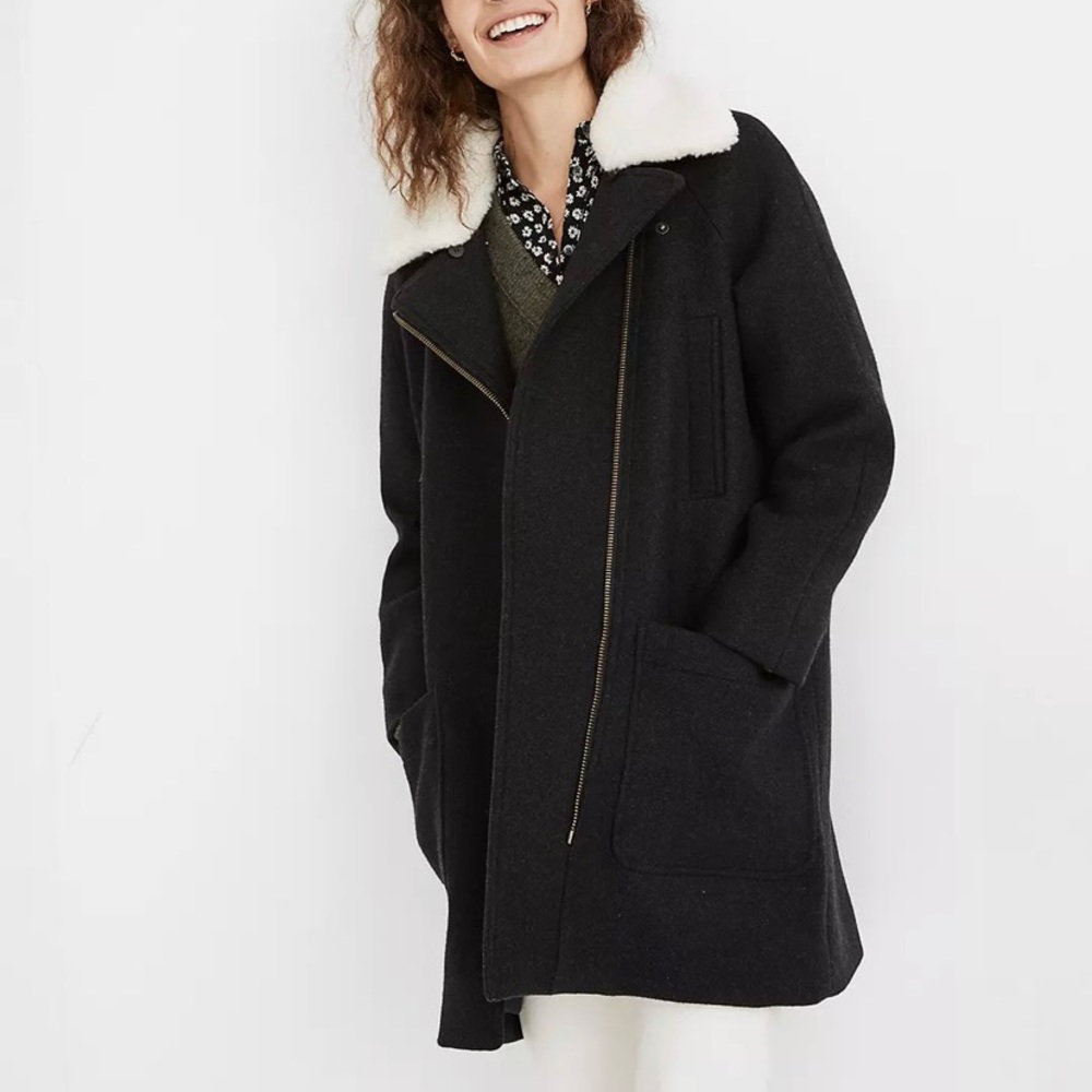 Madewell Eldridge Zip Coat in Dark Grey Melange